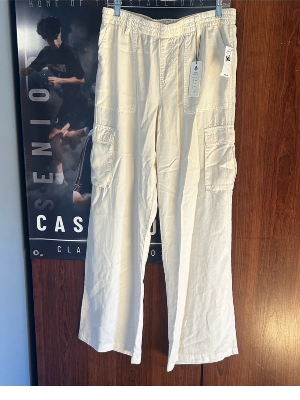 Women Cream Cargo Wide-Leg Pants - Picture 1 of 6